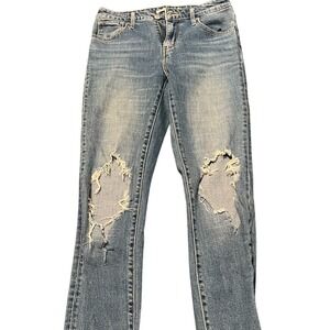 Levis 721 High Rise Skinny Distressed Jeans Medium‎ Wash Blue Size 26